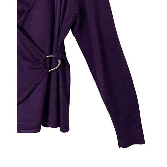 Charter Club Sweater Womens Size XLP Purple Pullover Long Sleeve Faux Wrap - Picture 5 of 8